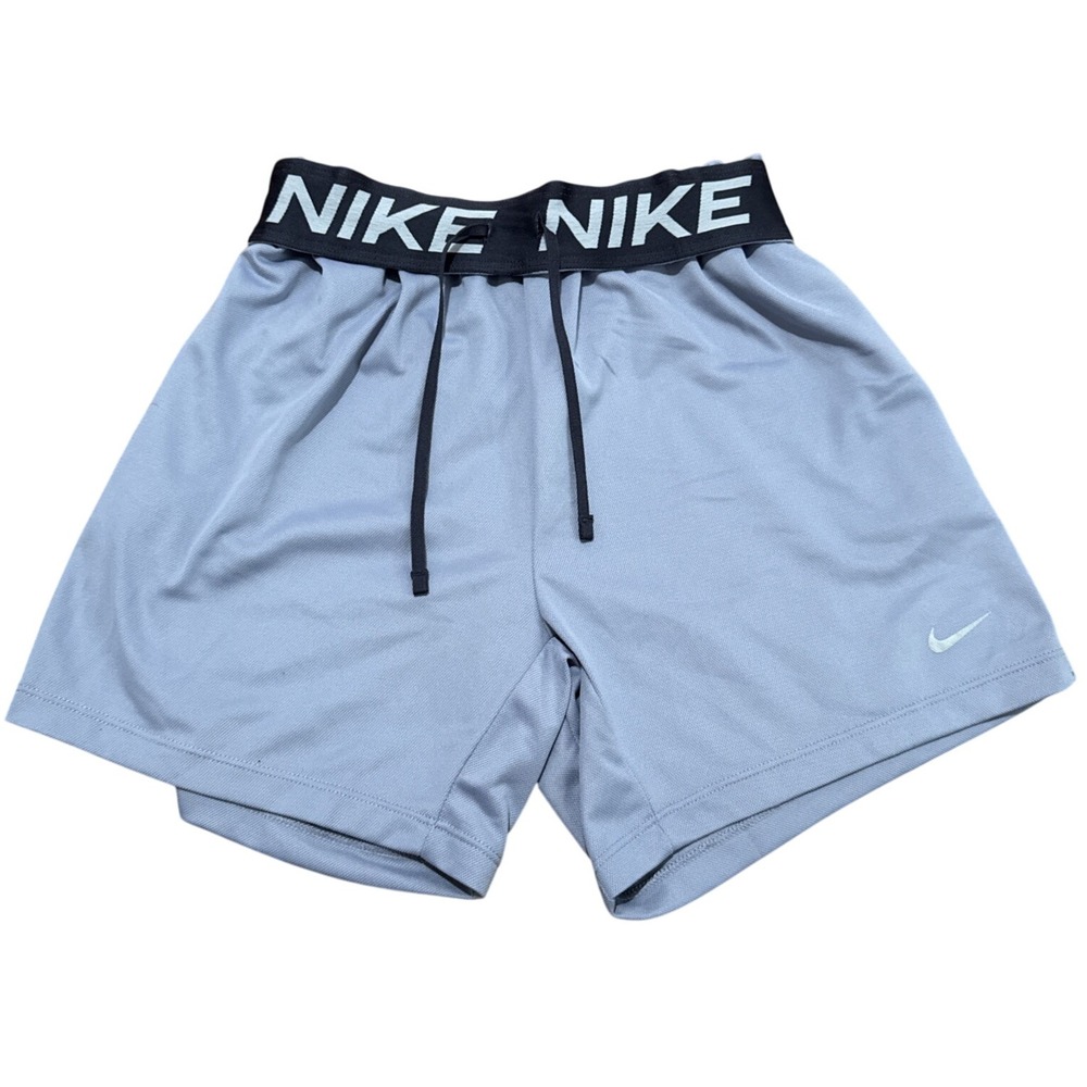 Nike Pro Training Shorts Womens XS Gray Black Waistband Drawstring Activewear J2